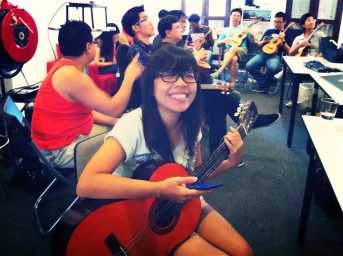 Ukulele Assemble with a guitar at HackerspaceSG v1 Ukulele Assemble with a guitar at HackerspaceSG v1